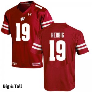 Men's Wisconsin Badgers NCAA #19 Nick Herbig Red Authentic Under Armour Big & Tall Stitched College Football Jersey SL31M31ZY